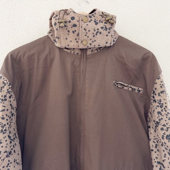 Loro Piana Storm System Jacket Mens Large Brown Cotton Leather Splatter Camo New - Picture 6 of 15